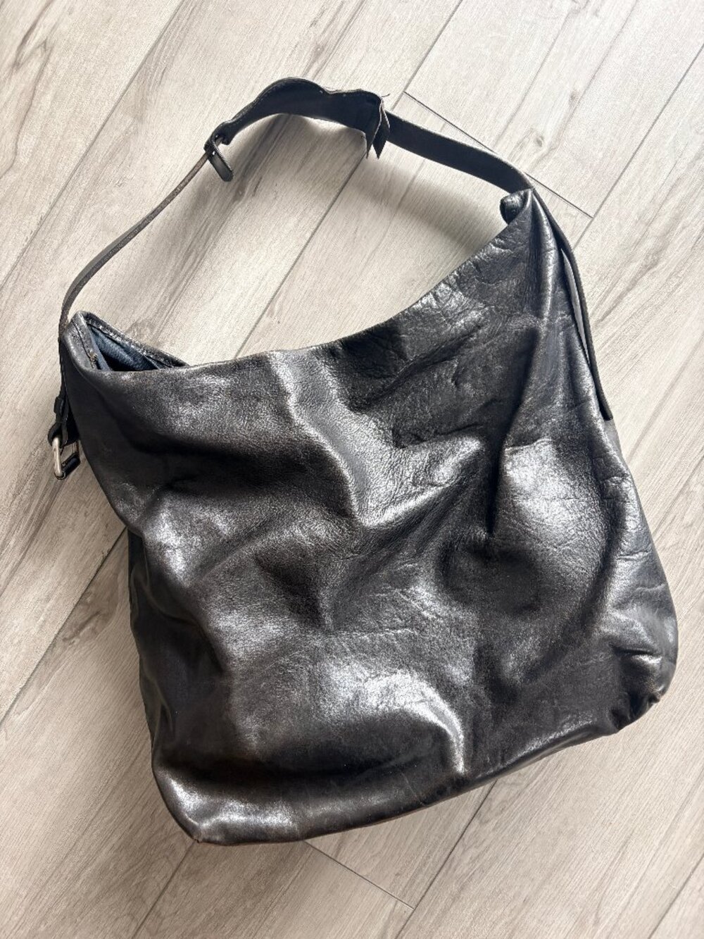 Vintage Balenciaga Black Leather Oversized Hobo Shoulder Bag